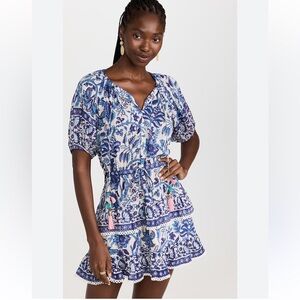 Alicia Bell Roxy Mini Dress in Blue and White Floral